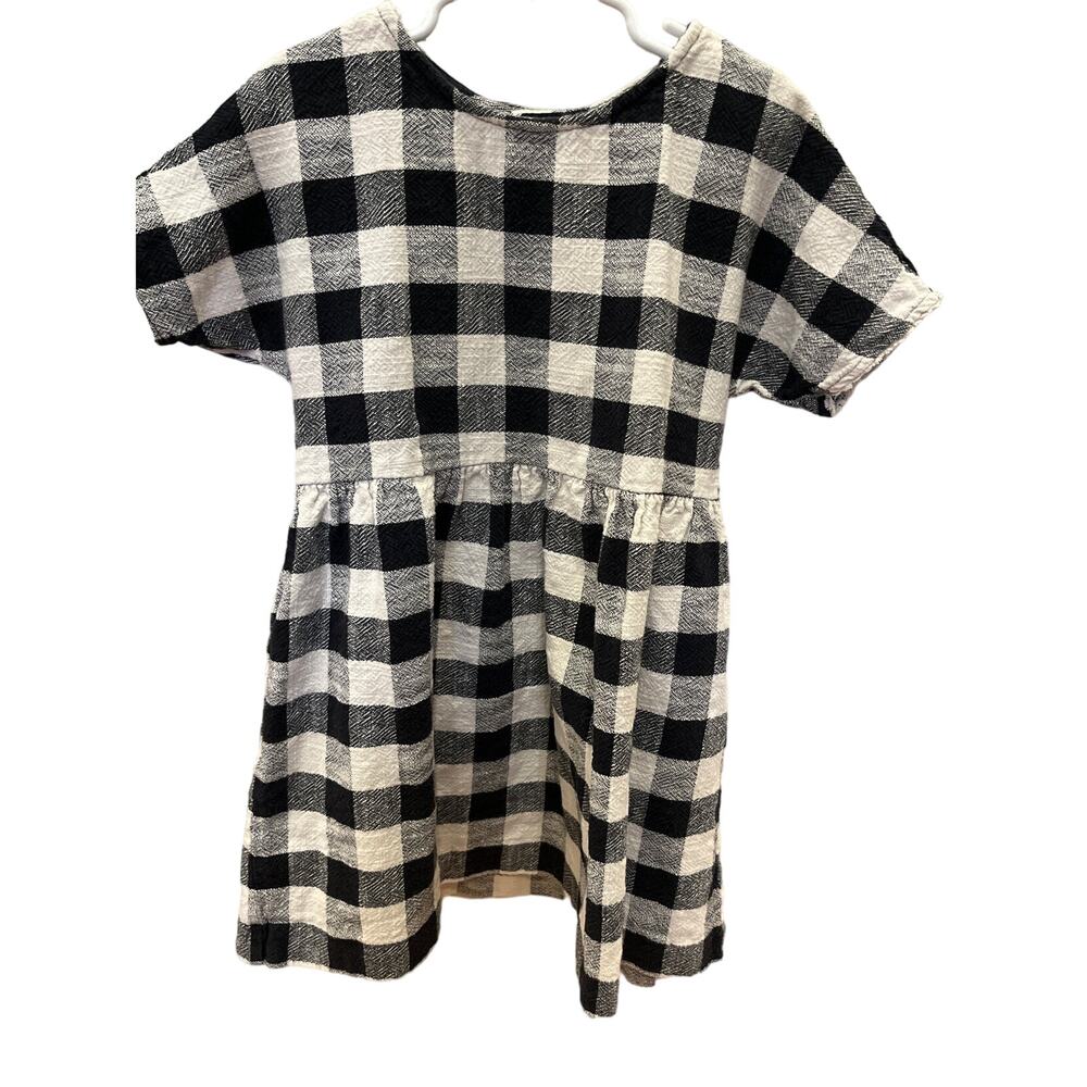 Zara Black and White Gingham Short Sleeve Kids Dress